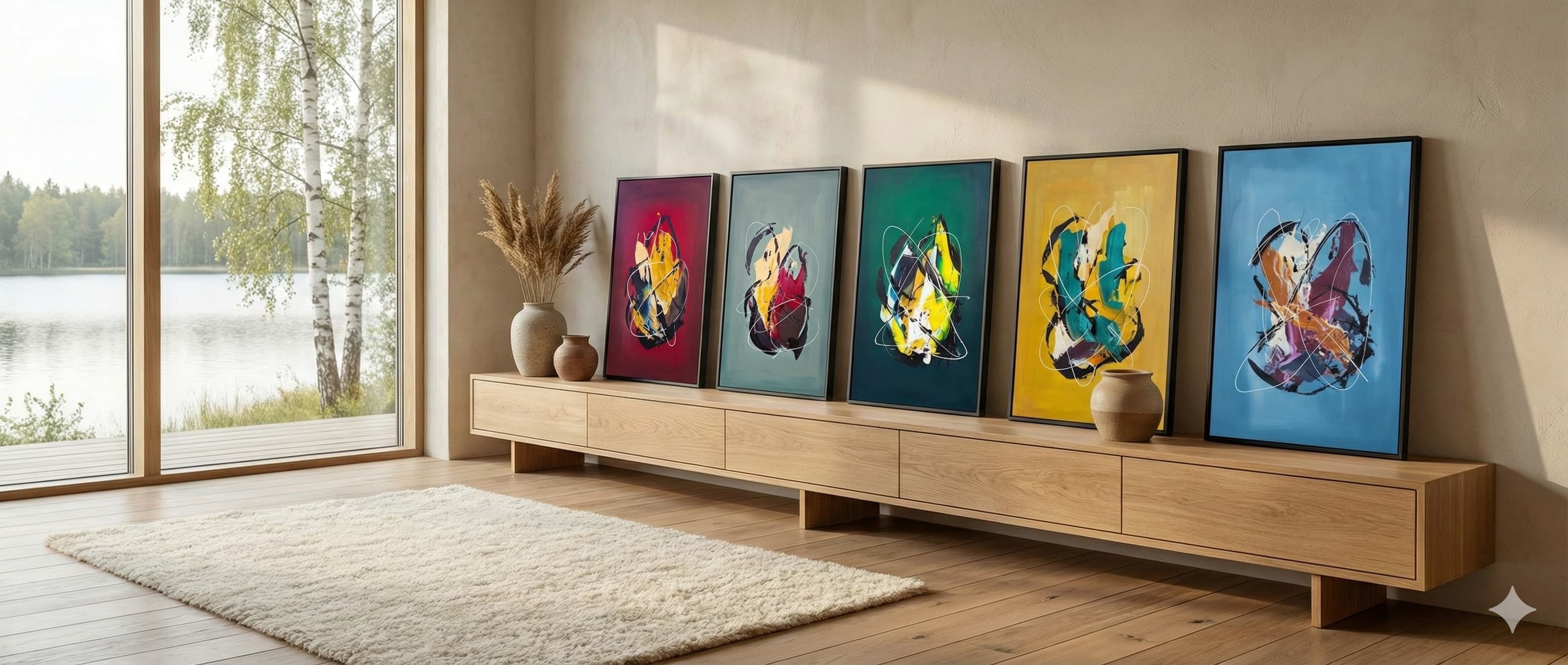 Galleri med farverige malerier